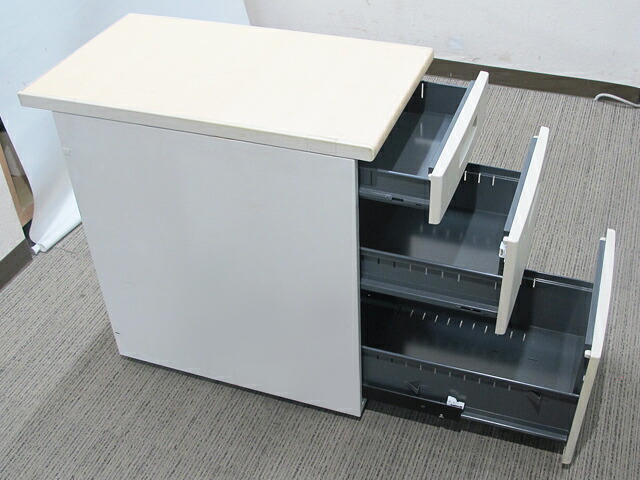 在庫10台以上 ワゴン 3段 脇机 4台セット コクヨ BS+ BSNC73F1 中古 - 画像 (4)