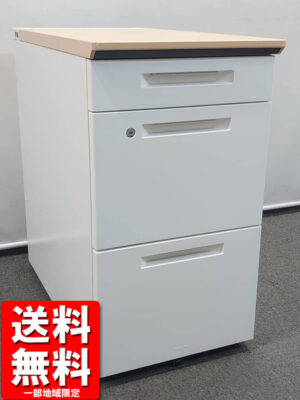 美品 脇机 3段ワゴン カギ付き コクヨ iS SDE-ISN47CASAWN 中古