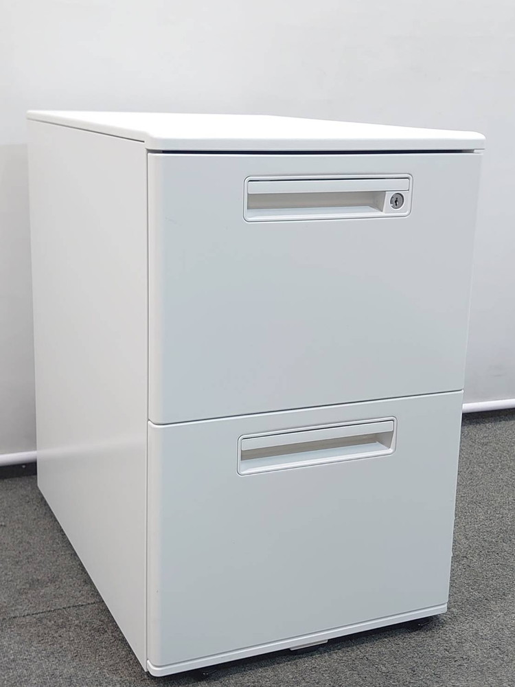 デスクワゴンセット 平机+2段ワゴン W1200 D700 オフィスデスク プラス ライオン ホワイト 中古 - 画像 (11)