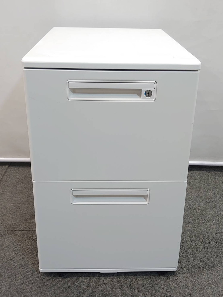 デスクワゴンセット 平机+2段ワゴン W1200 D700 オフィスデスク プラス ライオン ホワイト 中古 - 画像 (15)