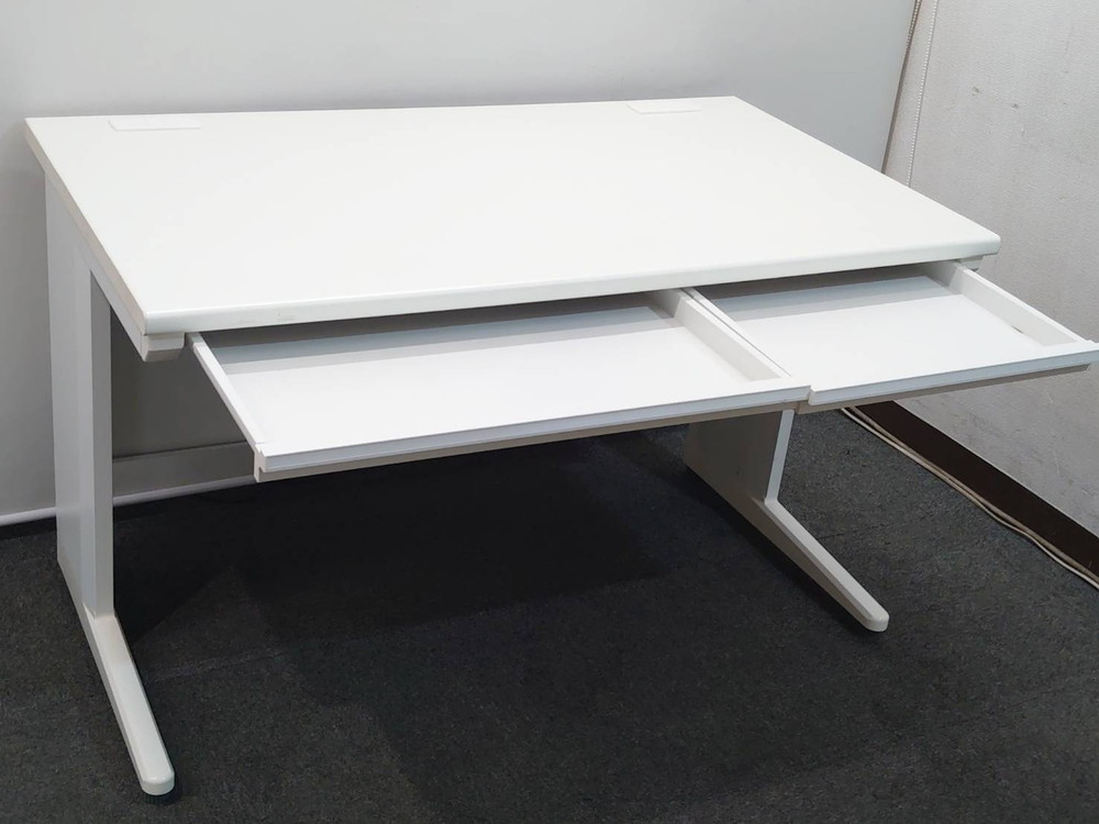 デスクセット 4人用セット 平机+2段ワゴン W1200 D700 オフィスデスク コクヨ iS カギ付き 中古 - 画像 (8)