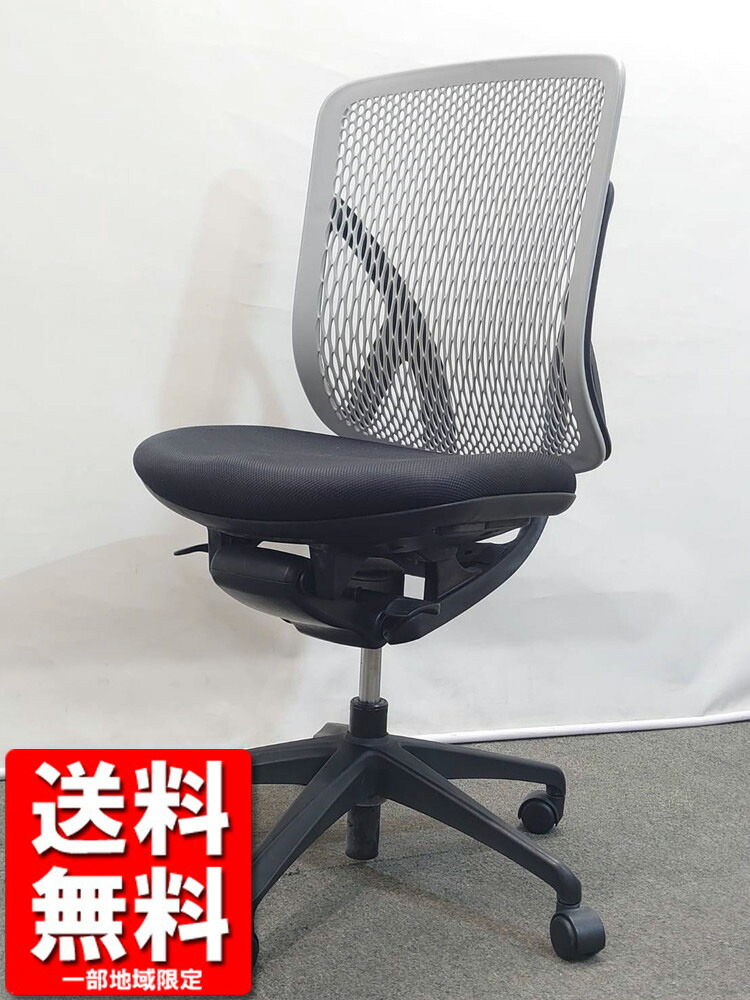 オフィスチェア 肘なし イナバ イエラ メッシュチェア デスクチェア グレー×ブラック ハイバック 中古