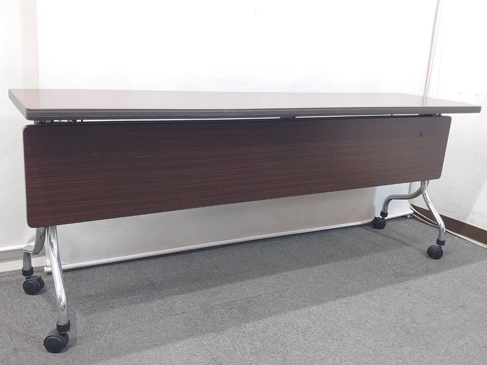 在庫19台 会議テーブル 10台セット W1800 D450 折り畳みテーブル 幕板付き キャスター付き ホウトク FX33M 中古 - 画像 (4)
