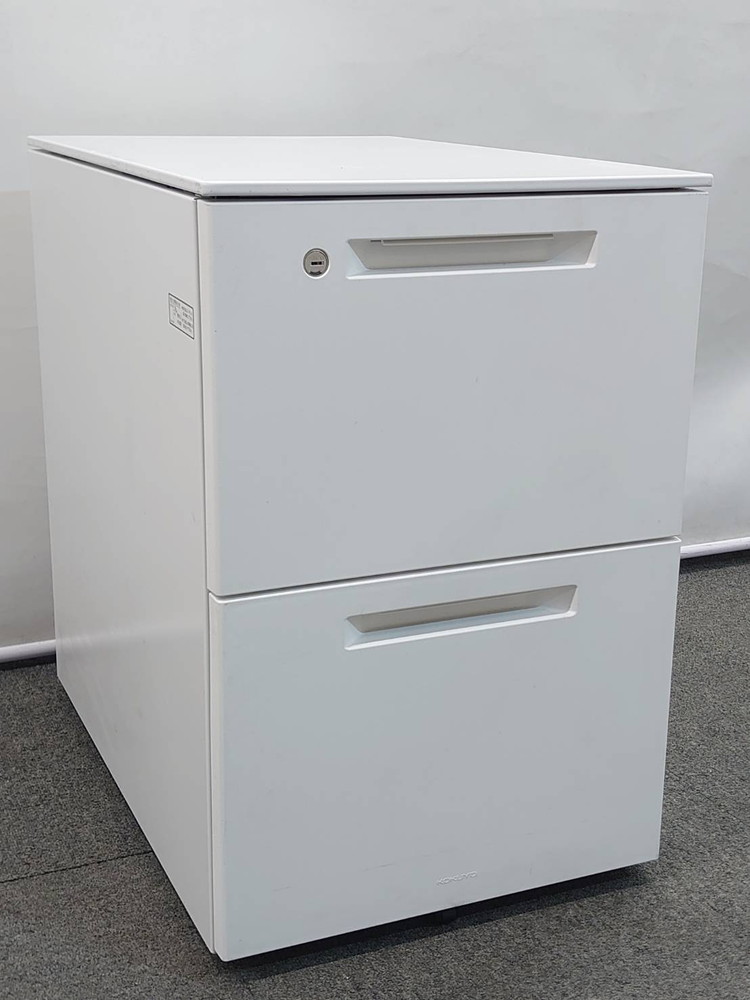 コクヨ iS 2段ワゴン ワゴン サイドワゴン デスクワゴン 事務ワゴン カギ付き SDM-IS46A2SAWNN 中古 - 画像 (2)