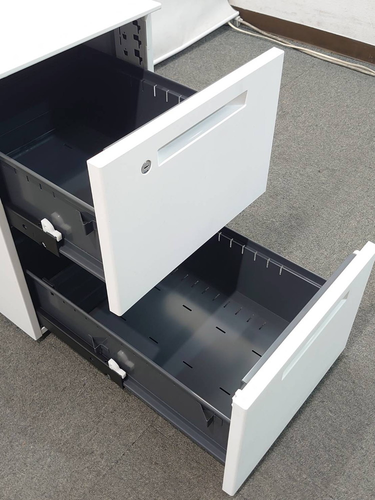 コクヨ iS 2段ワゴン ワゴン サイドワゴン デスクワゴン 事務ワゴン カギ付き SDM-IS46A2SAWNN 中古 - 画像 (4)