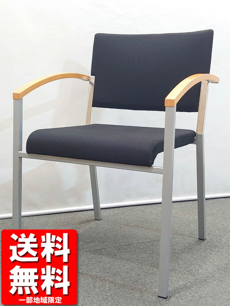 会議チェア オカムラ ウィスナーハーガー スタッキングチェア ミーティングチェア ブラック 中古