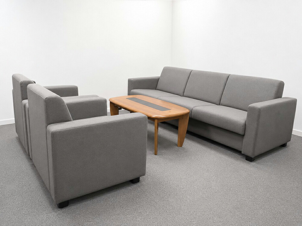 応接4点セット 5人用 ミーティングセット 応接ソファ 応接テーブル コクヨ CE-843H1B3 中古 - 画像 (2)