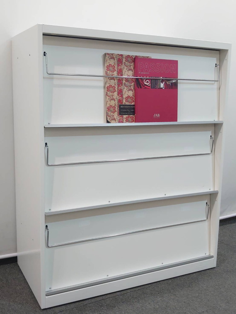 マガジンラック 3段 雑誌架 オカムラ レクトライン キャビネット ホワイト 4B83ZZ ZA75 中古 - 画像 (7)