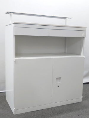 キッチンキャビネット W900×D450×H1115 食器棚 コンセント付き オカムラ レクトライン 中古