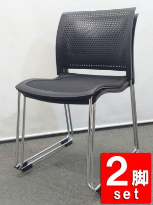 会議チェア 2脚セット コクヨ スプライン ミーティングチェア スタッキングチェア メッシュチェア 中古