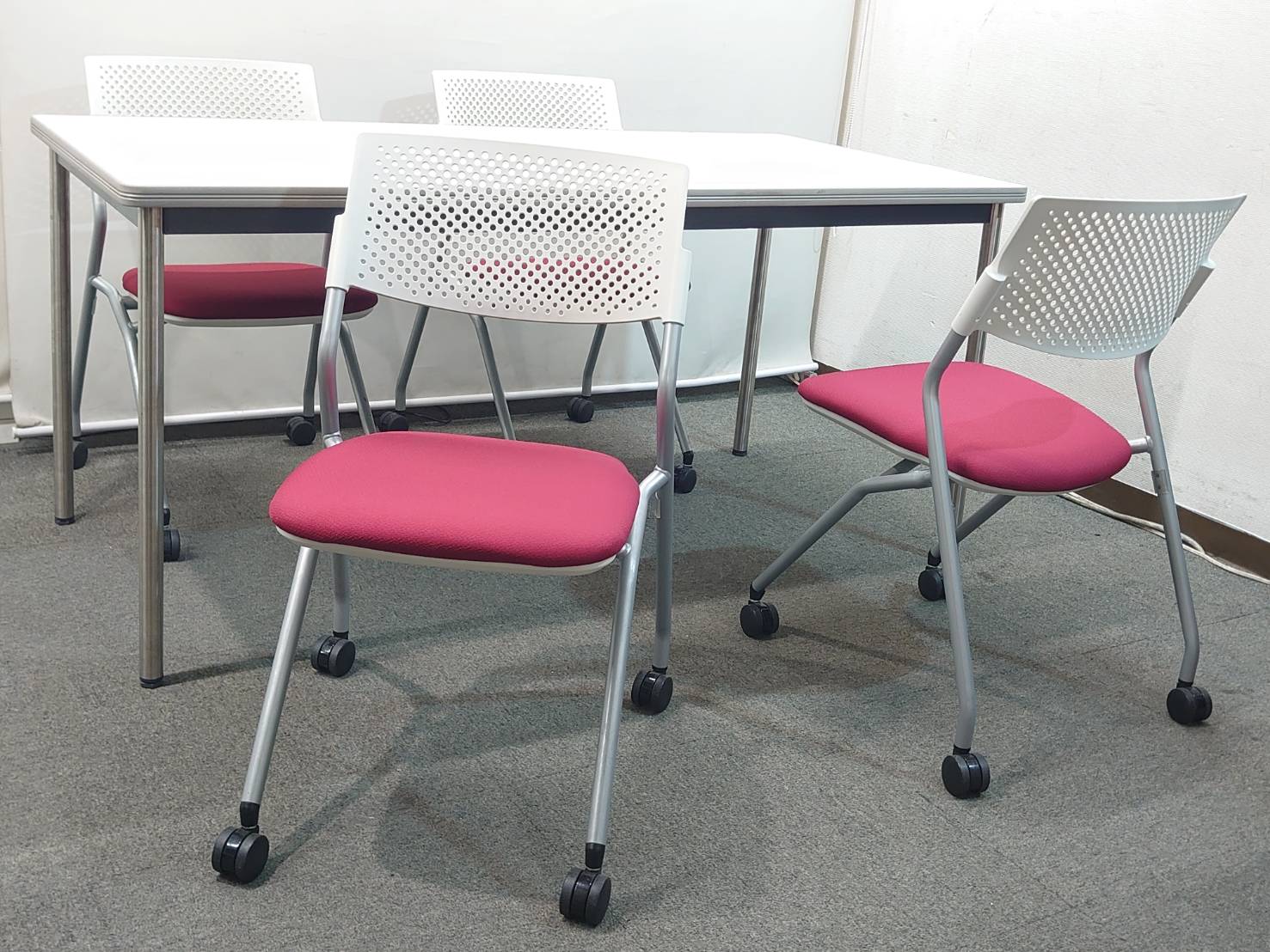 会議テーブルセット 4人用 イトーキ ウチダ W1500 会議チェア4脚 中古 - 画像 (4)
