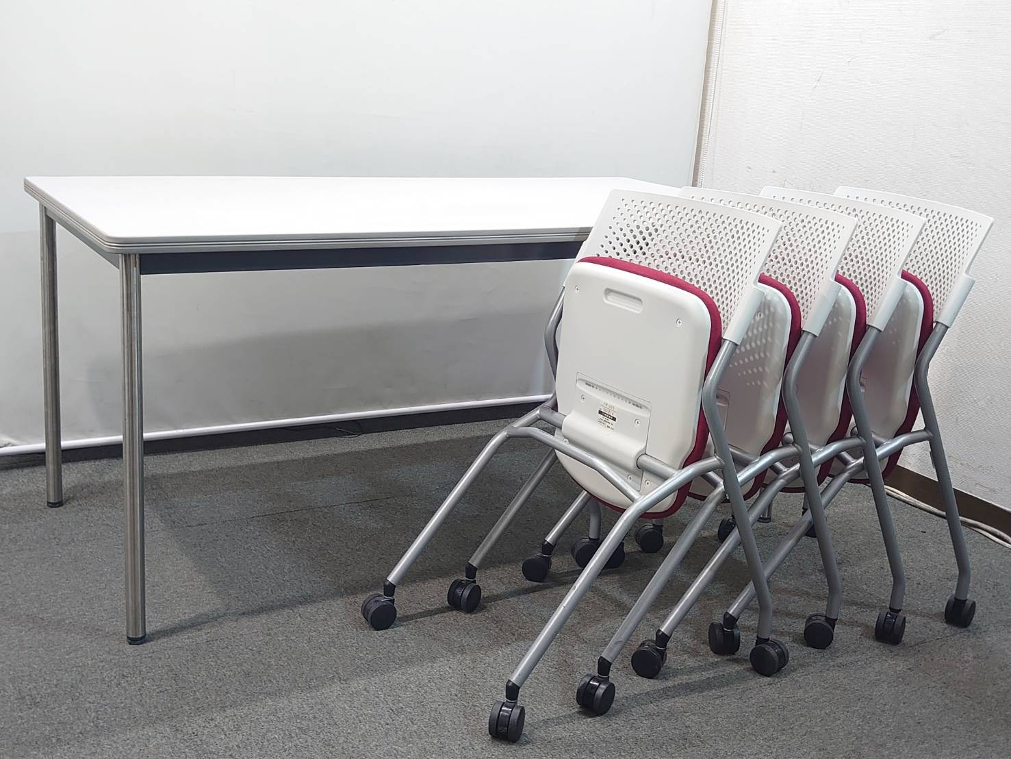 会議テーブルセット 4人用 イトーキ ウチダ W1500 会議チェア4脚 中古 - 画像 (6)