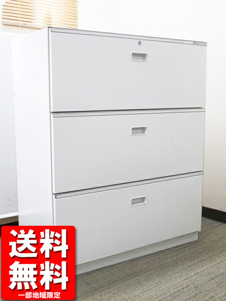 在庫多数 イトーキ シンライン ラテラル書庫 3段 ホワイト スチールキャビネット 国産 中古