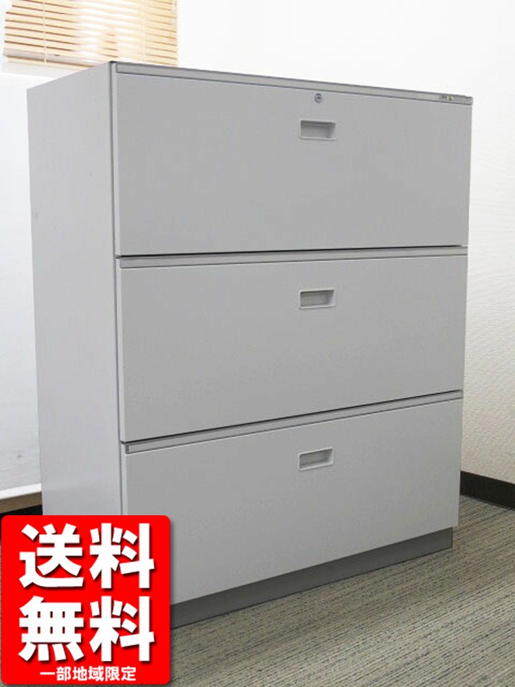 美品 ラテラル書庫 3段 カギ付き イトーキ シンライン W900 H1100 日本製 中古