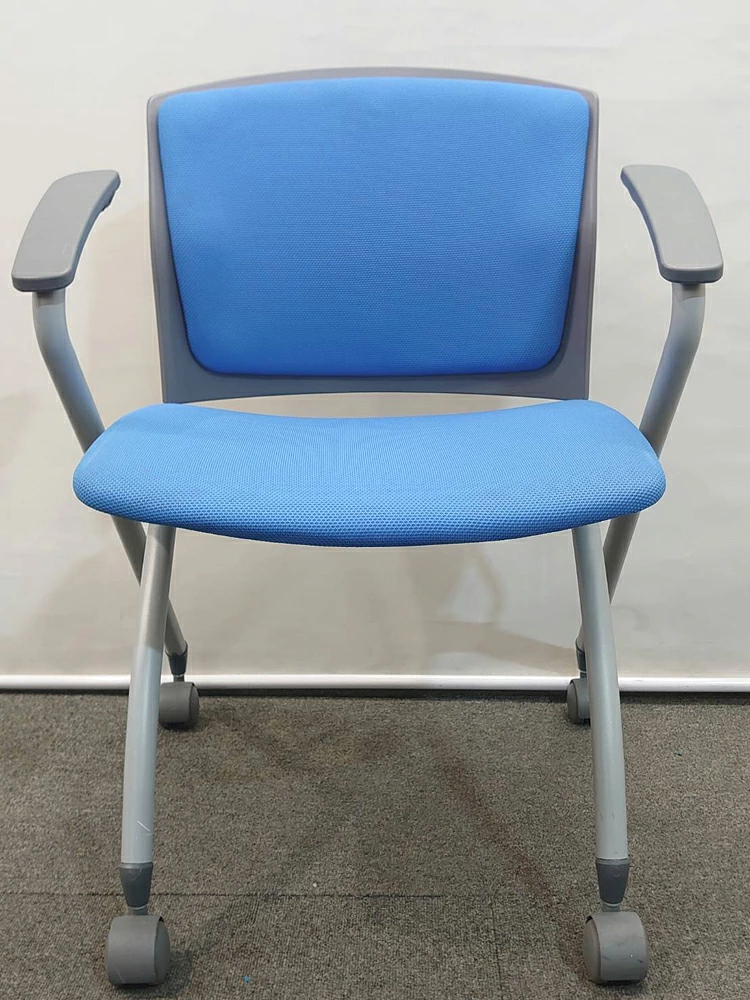 会議チェア 10脚セット 肘付き キャスター アイコ ブルー W570×D600×H770 中古 - 画像 (5)