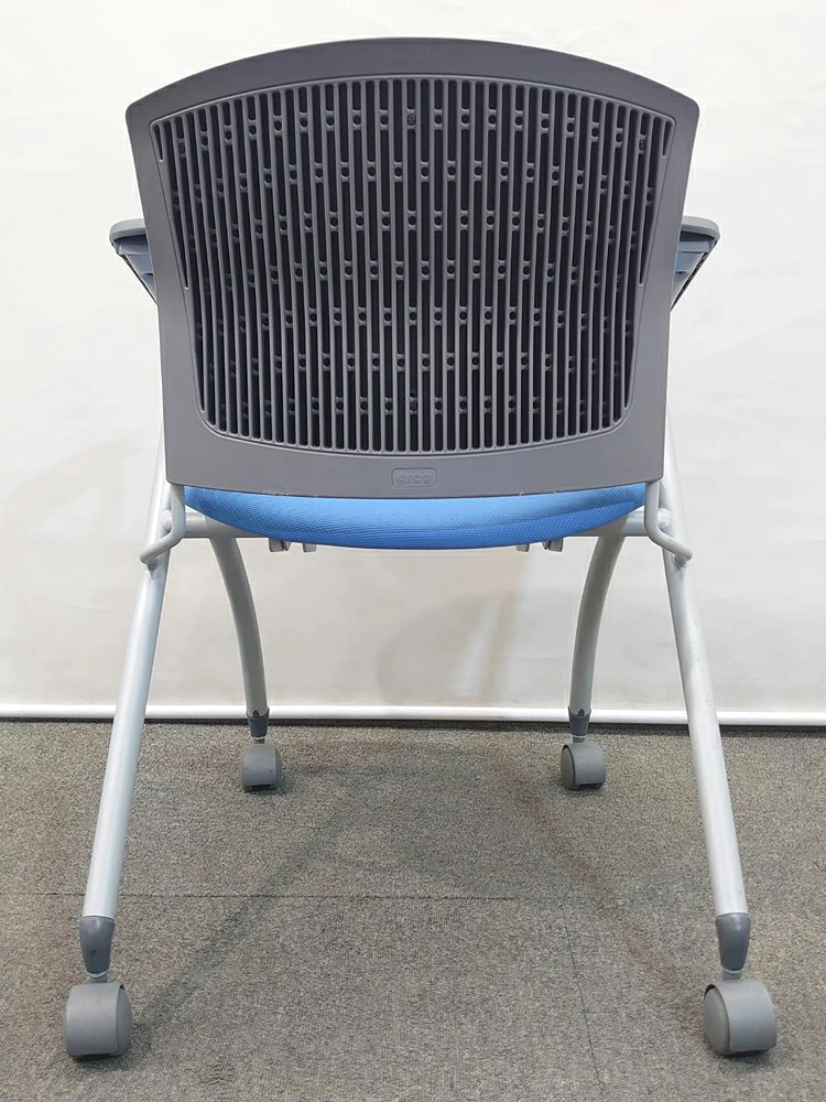 会議チェア 10脚セット 肘付き キャスター アイコ ブルー W570×D600×H770 中古 - 画像 (6)