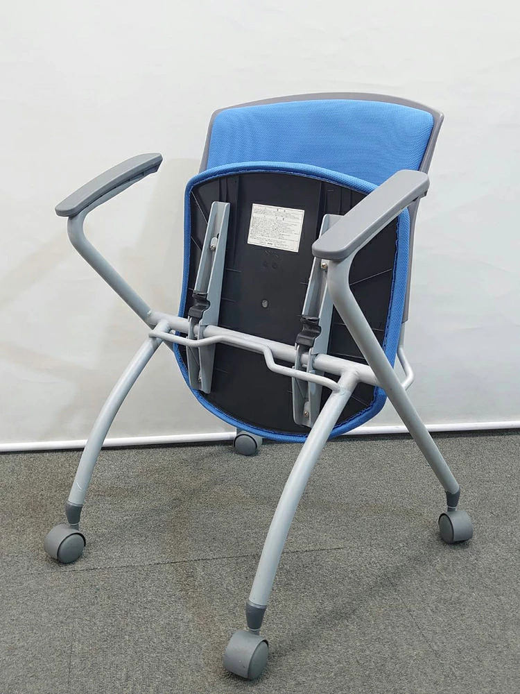 会議チェア 10脚セット 肘付き キャスター アイコ ブルー W570×D600×H770 中古 - 画像 (7)