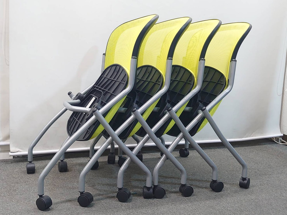 会議テーブルセット 4人用 ミーティングテーブル キャスターチェア DRCP-157MA-W7 中古 - 画像 (16)