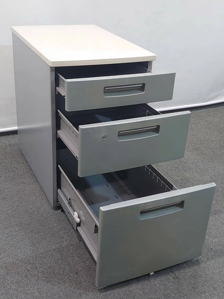 デスクワゴン 3段 キャスター付き コクヨ A46C3 カギ付き W400×D607×H610 グレー 中古 - 画像 (5)