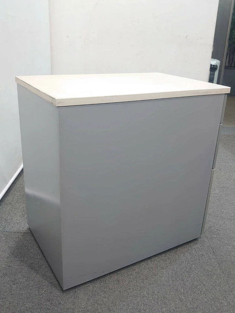 デスクワゴン 3段 キャスター付き コクヨ A46C3 カギ付き W400×D607×H610 グレー 中古 - 画像 (6)