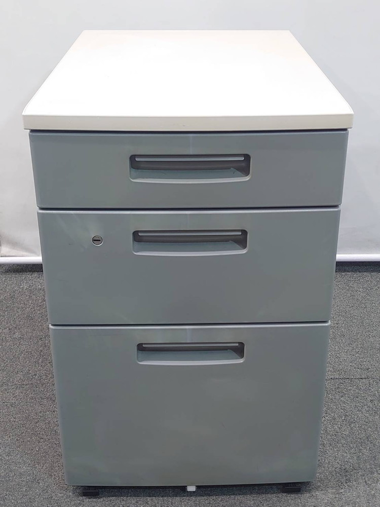 コクヨ キャスターワゴン 3段 H610 デスクワゴン カギ付き グレー A46C3 中古 - 画像 (3)