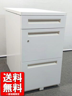 ウチダ スカエナ 脇机 袖机 3段 H720 サイドワゴン デスクワゴン カギ付き 中古